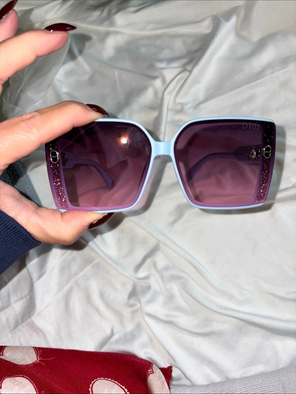 Inspired Oversized Square Sunglasses in Blue